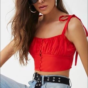 NWT Forever 21 Red Satin Cropped Cami Size S